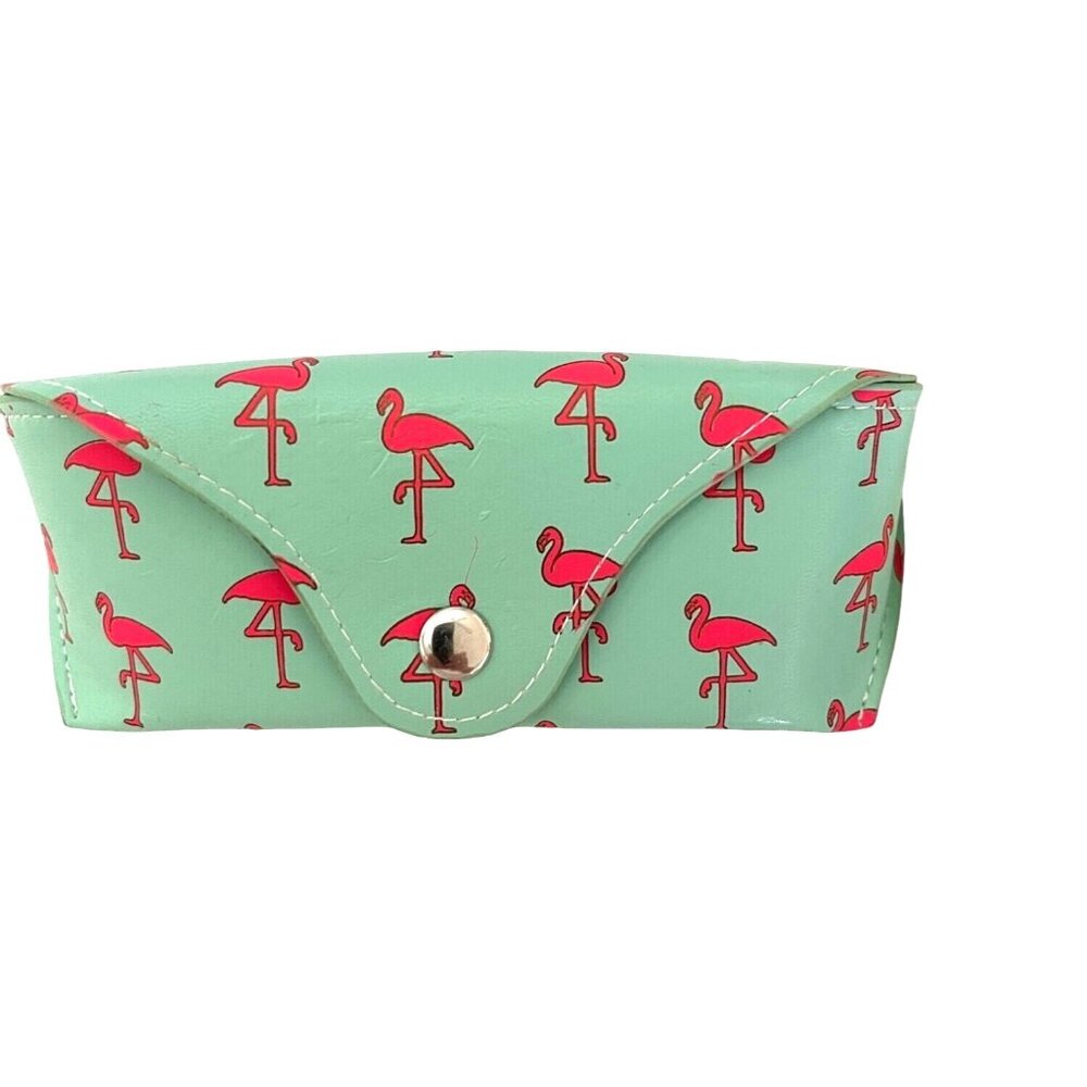 Pink Flamingo Eyeglass Sunglass Soft Case J Crew Turquoise Teal Faux Leather - Picture 3 of 8
